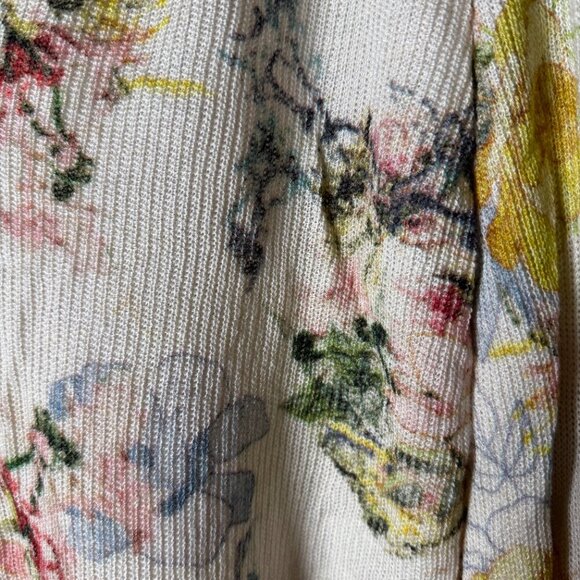 NWT Anthropologie Printed V-Neck Sweater Floral Pullover Sz Large Cream - Picture 7 of 11